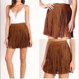 Suede fringe skirt